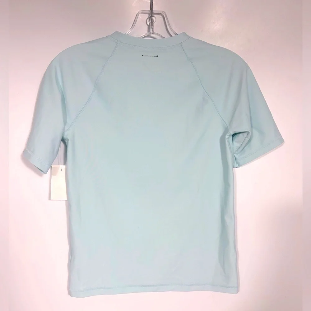 NEW Crewcuts Kids' short-sleeve rash guard in Cupcake Aqua for boys